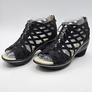 JBU by Jambu Sugar Cane Black Gladiator Wedge Sandals 6M